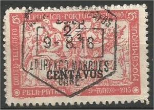 MOZAMBIQUE, 1918, used  21/2c on 5c red, Surcharged Scott 222