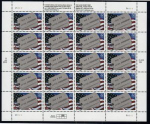 1995 POW MIA Prisoners & Missing Sc 2966 32c full mint sheet of 20 MNH