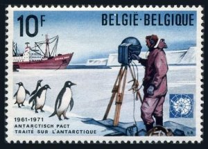 Belgium 806,MNH. Antarctic Treaty,10th Ann.1971.Antarctic Explorer,Ship,Penguin.