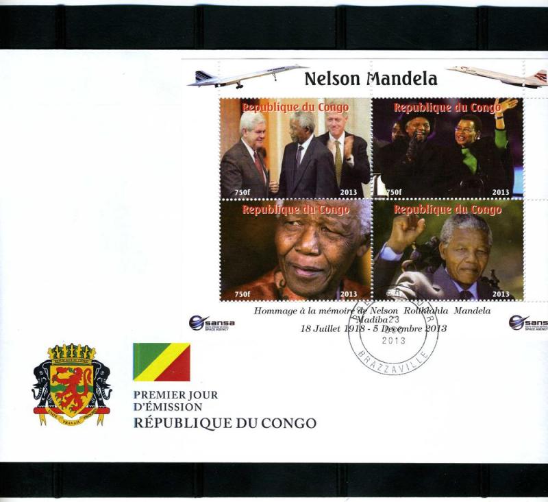 Congo 2013 NELSON MANDELA & BARACK OBAMA Sheet Perforated in official FDC