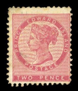 Prince Edward Island 1, $325, 1861 2p dull rose, regummed, thin and toned spots