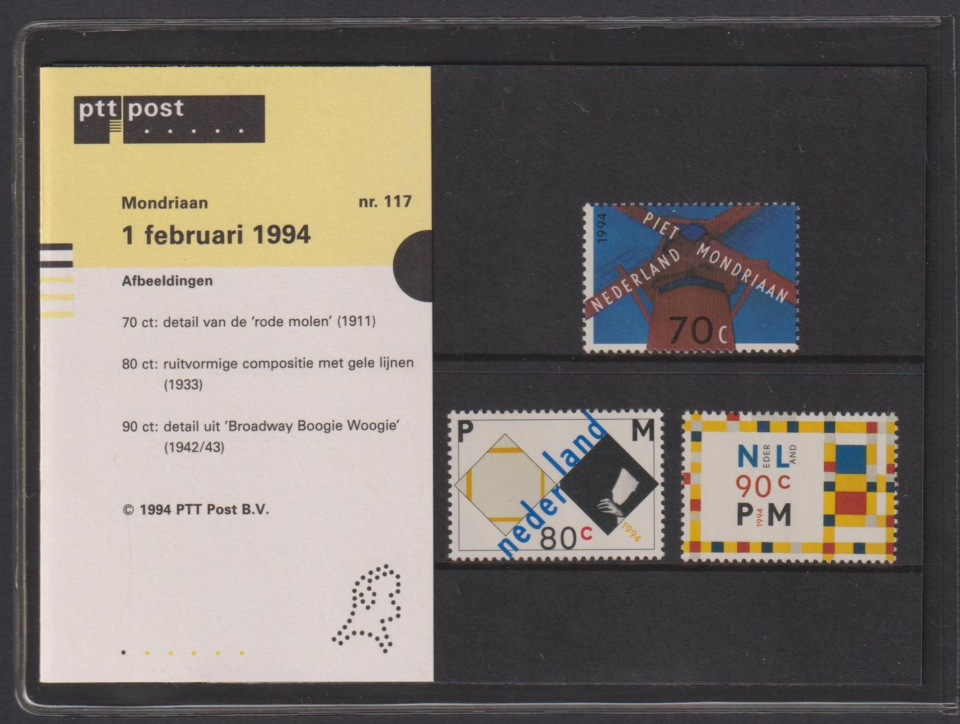Francobolli Olanda 1498-1500 Edizione Completa 1994 - Piet Mondrian Per Collezionisti