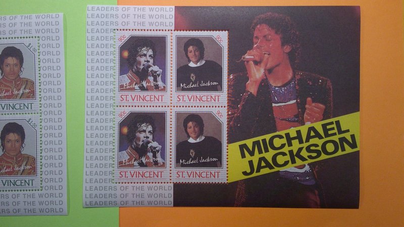 St. Vincent 1985 Michael Jackson Scott# 898-901 Set of 4 S/S Mint XF NH CPL