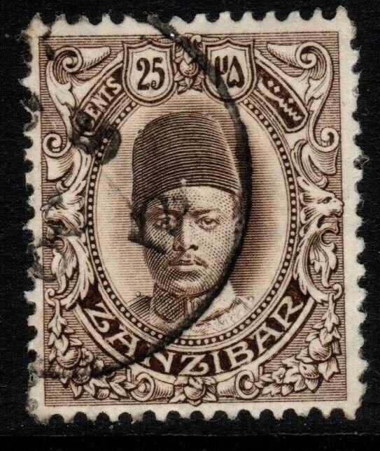 ZANZIBAR SG231 1908 25c SEPIA FINE USED