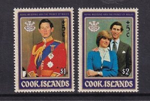 Cook Islands  #B97-B98   MNH  1981  Lady Diana royal wedding  surcharges