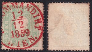 Austria - 1859 - Scott #8 - used - red RECOMMANDIRT WIEN pmk