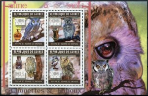 Guinea Birds of Prey on Stamps 2011 MNH Owls Tawny Owl Fauna 4v M/S