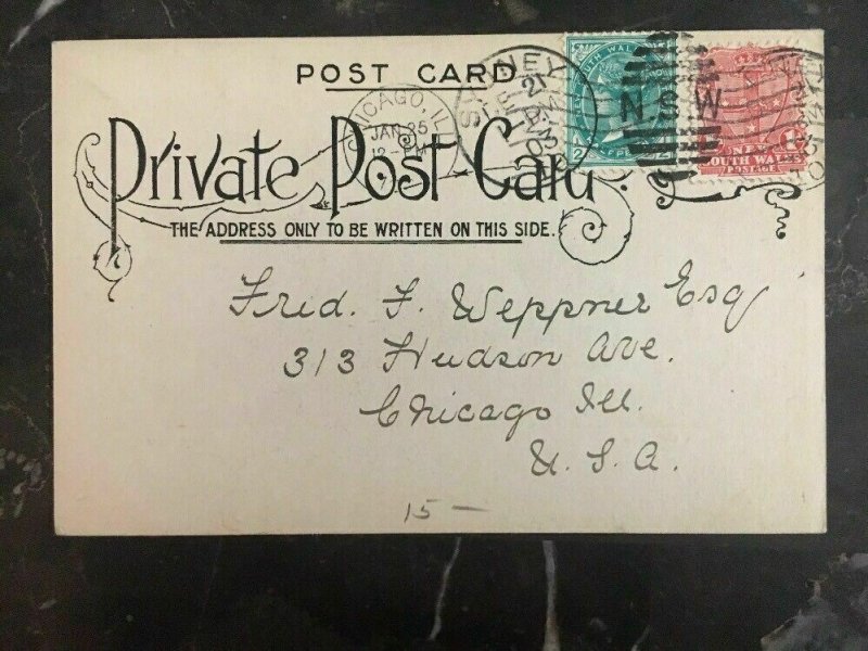 1903 South Wales Australia Picture Postcard Cover Bush Road To Chicago Il Usa