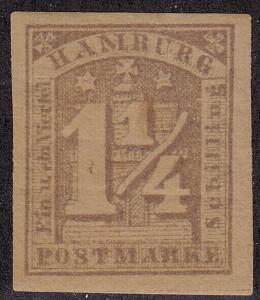 GERMANY Hamburg MH Scott # 9a - remnant (1 Stamp)