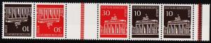 Germany(Berlin).1966 Strip of 5  S.G.B281 and B283 Unmounted Mint