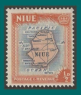 Niue 1950 Map, 0.5d mint #94,SG113