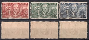 POLAND STAMPS. 1951 Sc.#518-520, MLH
