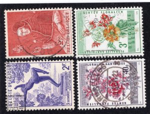 Belgium 1955-60 Group of 4 Commemoratives, Scott 491, 534, 540-541 used