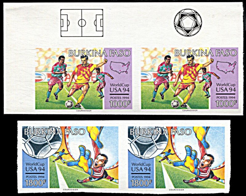 Burkina Faso 977-978,MNH imperf. pairs,USA 1994 World Cup Football Championship