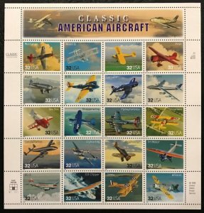 US #3142 American Aircraft,  FULL SHEET, VF OG NH,Fresh!