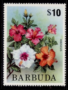 BARBUDA QEII SG197b, 1975 $10 Hibiscus, NH MINT.