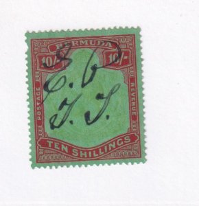 BERMUDA # 53 VF-SIGNED CANCEL KGV 10sh  CAT VALUE $425 REF5879