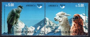 Bolivia 1995  Condor-Bird of Pray/ LLamas - UPAEP America 95 pair mnh Sc#946/7a