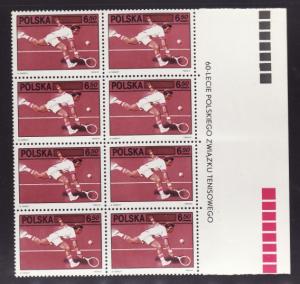 Poland #2472 block of 8 with margin, F-VF Mint NH ** tennis