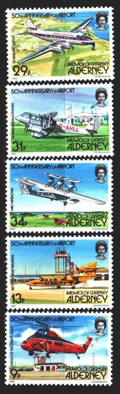 Alderney. 1985. 18-22. Cows, aviation. MNH.