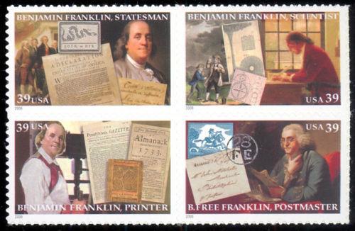 2006 39c Benjamin Franklin, Block of 4 Scott 4021-24 Mint F/VF NH