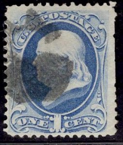 US Stamp #145 1c Ultramarine Franklin USED SCV $20