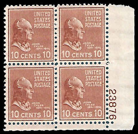 PCBstamps   US # 815 PB 40c(4x10c)John Tyler, 23876, MNH, (PB-4)