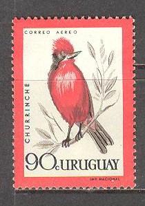 URUGUAY Sc# C249 MH F Vermilion Flycatcher Bird