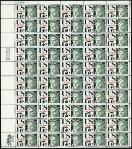 statue of liberty full sheet of fifty 17 cent airmail postage stamps scott c80 united states air mail stamp hipstamp