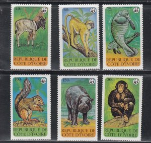 Ivory Coast # 528-533, WWF - Wild  Animals, Mint NH, 1/2 Cat.