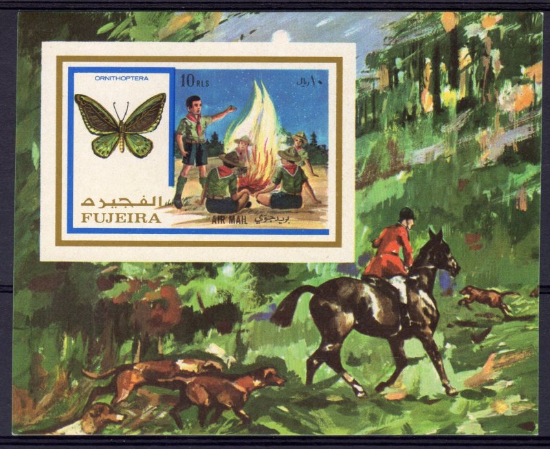 Fujeira 1972 Mi#999AB/1004AB+Bl.105AB BUTTERFLIES-SCOUTS SHLT.+S/S PERF+IMPERF.