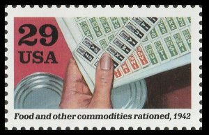 US 2697b 1942 Into the Battle Food & commodities rationed 29c single MNH 1992