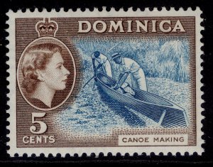 DOMINICA QEII SG147, 5c light blue & sepia-brown, NH MINT. Cat £17.