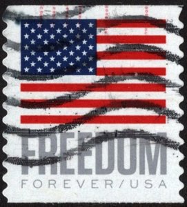 SC#5789A (Forever) Freedom U.S. Flag Coil Single: BCA (2023) Used