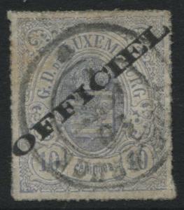 Luxembourg 1875 10c overprinted OFFICIAL with 4 large margins CDS used