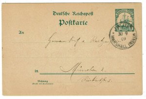 Marshall Islands 1909 Jaluit cancel on postal card to Germany