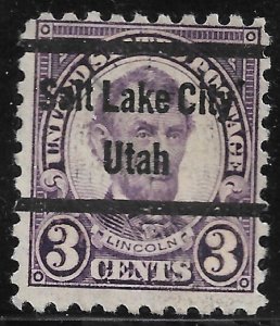 US Bureau Precancels: UT: Salt Lake City; #584-52; 3¢ 1923 Perf 10; PSS CV $5
