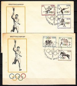 German Dem. Rep. Scott cat. 706-710, B118. Tokyo Olympics. First day cover.