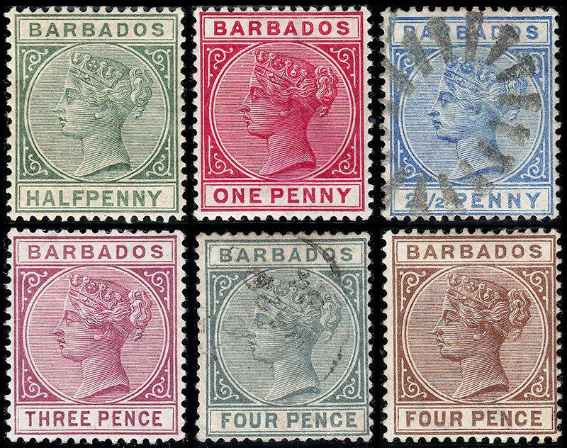 Barbados Scott 60-65 (1882-85) Mint/Used H VF, CV $76.25