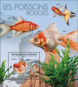 Goldfish Stamp Pearlscale Oranda Comete Ryukin Fish S/S MNH #2787 / Bl.281