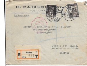 Galata, Turkey to London, England 1939 Registered (48901)