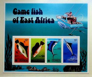 UGANDA Sc 162a NH SOUVENIR SHEET OF 1977 - SEA LIFE