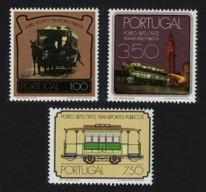 Portugal Tramways Centenary of Oporto's Public Transport System 3v 1973 MNH