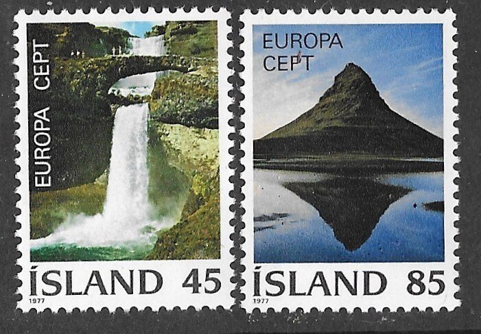 Iceland # 498-99  Europa  Scenic Views  1977  (2)  Mint NH