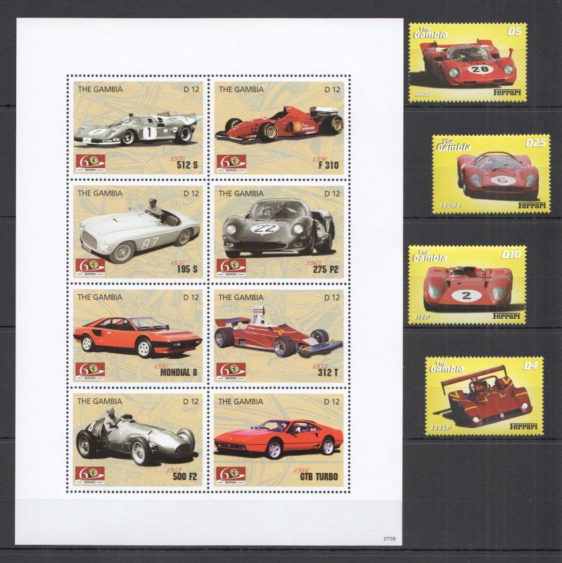 K1235 2007 Gambia Racing Formula 1 F1 Cars Ferrari History 1Set+1Kb Mnh