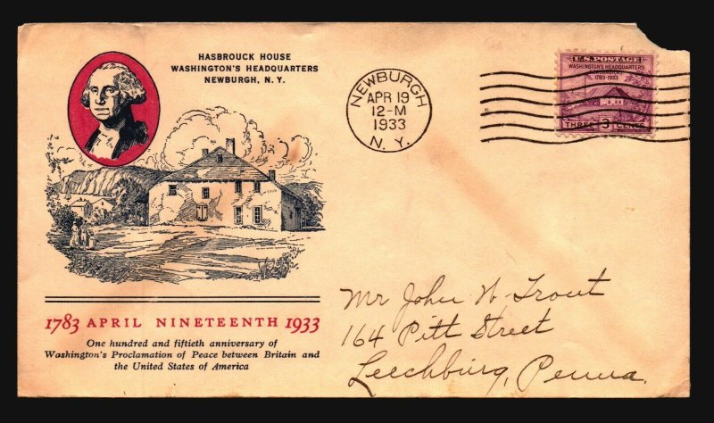 US SC# 727 FDC / Nuburgh Cachet / Damaged Cnr - L4597