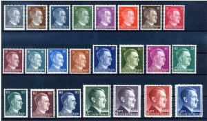 Germany Third Reich Full Set  23 values Hitler Head Mi 781/802 MNH Luxe