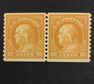 US #497 COIL PAIR MINT OG NH VF/XF $105 LOT #5637