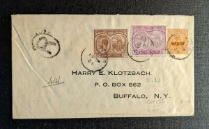 1924 St Kitts and Nevis Registered Cover to Buffalo NY War Stamp Overprint