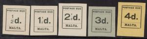 MALTA 1925 POSTAGE DUE TYPESET RANGE TO 4D